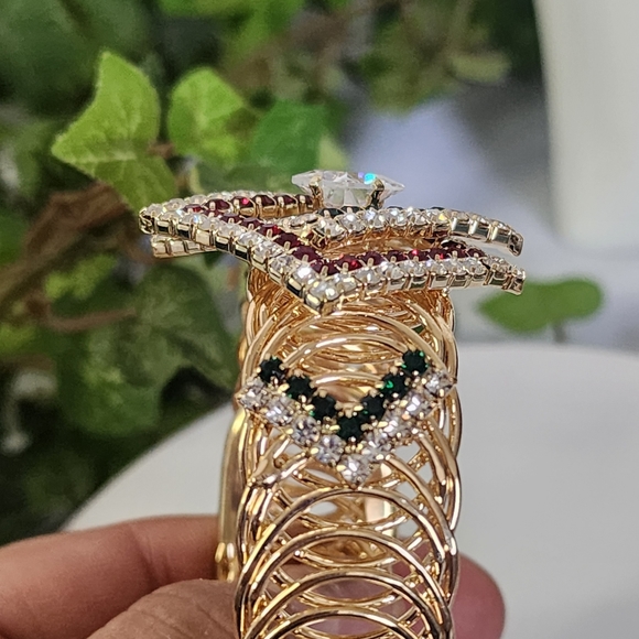 Gold with Crystal Stones Adjustable Braclet / Arm Cuff New - Picture 5 of 7